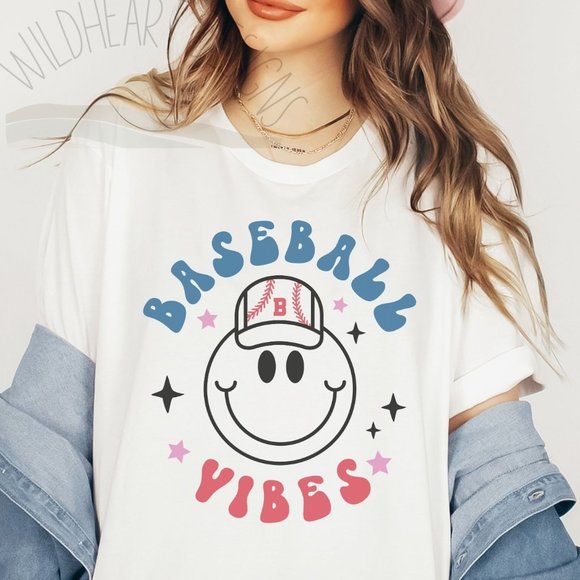Baseball Vibes Retro Graphic T-shirt Baseball Shirt Unisex Cotton Tee - Picture 2 of 4